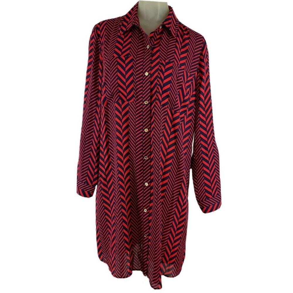 Michael Kors women’s dress red blue pattern shirt
